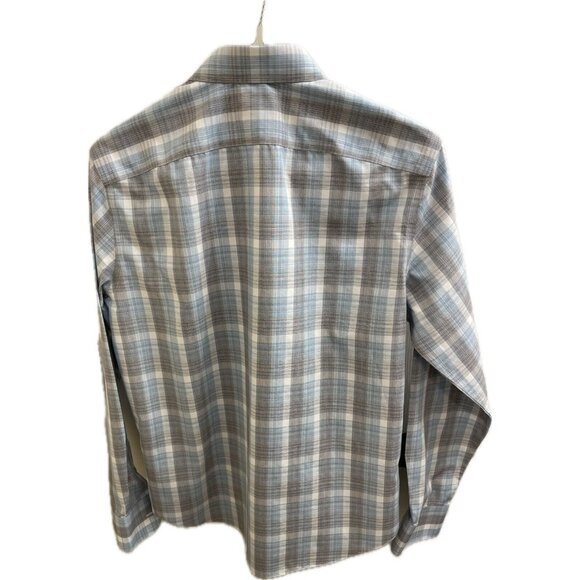 UNTUCKit Mens Shirt Medium COLLINS WF Button Up BLUE GRAY Plaid Long Sleeve - Picture 3 of 10